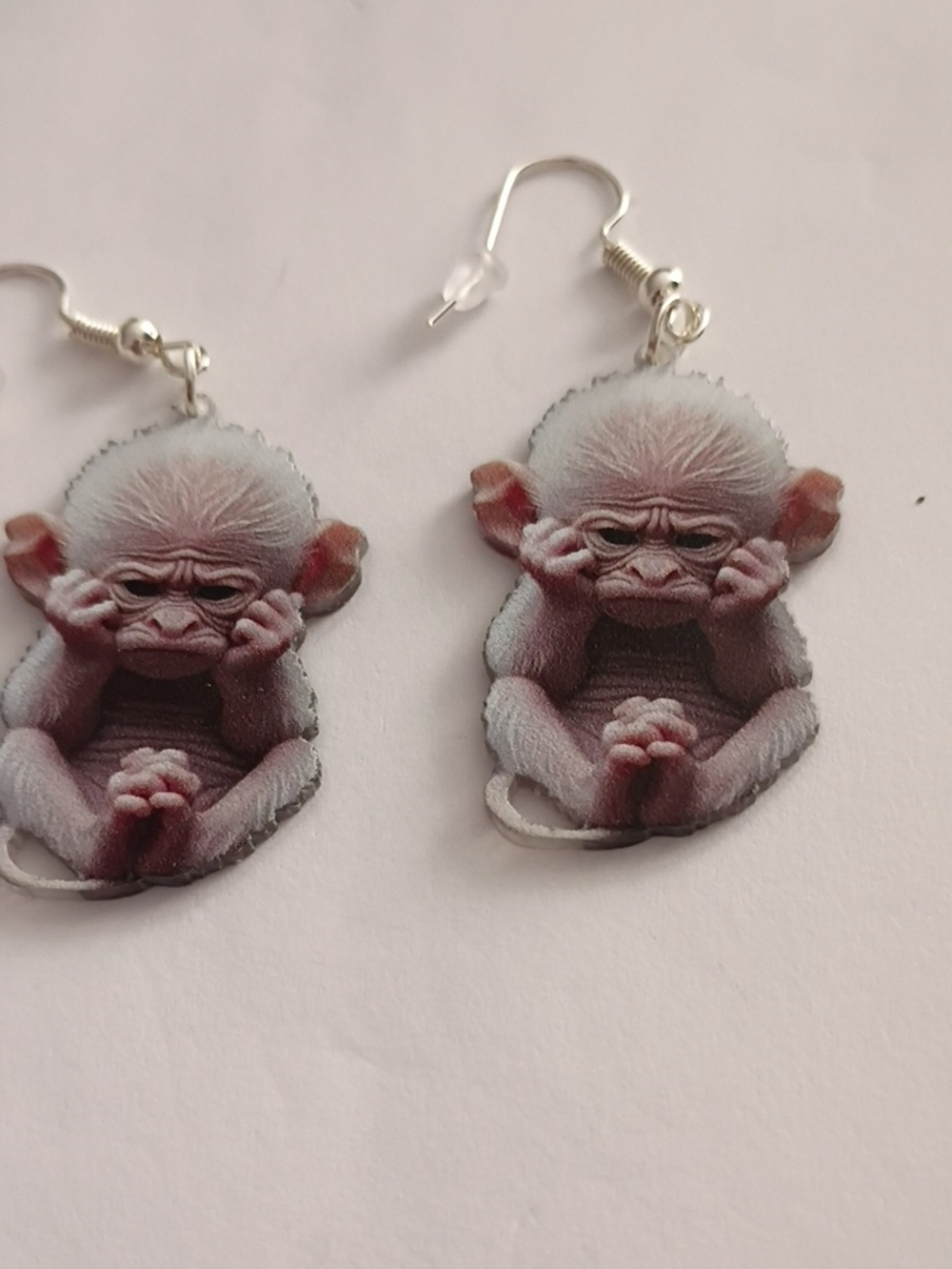 Playful Gray Monkey Drop Earrings for Women